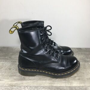 Dr Doc DMs Martens Womens 1460 Smooth Black Leather Combat Boots Size UK 5 US 7